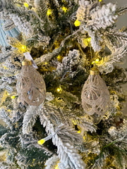 Champagne Lace Drop Bauble S/2