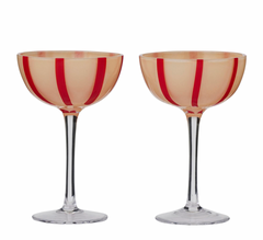 Aperitivio S/2 Coupe Glass Pink & Red