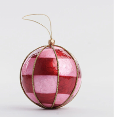Capiz Pink & Red Bauble 8cm
