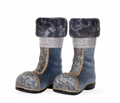 Blue Damask Santa Boots