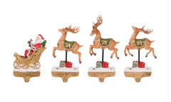 4 ASST SANTA SLEIGH STOCKING HOLDERS
