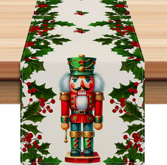 Holly Nutcracker Table Runner 183cm
