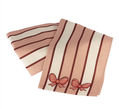 Deluxe Pink Bow Striped Table Runner