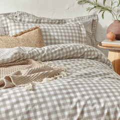 Barton Check Reversible Duvet Cover Set Natural