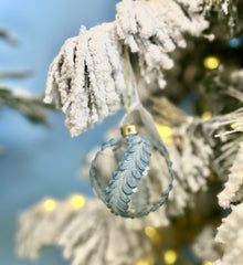 Blue Glass Fern Bauble S/4