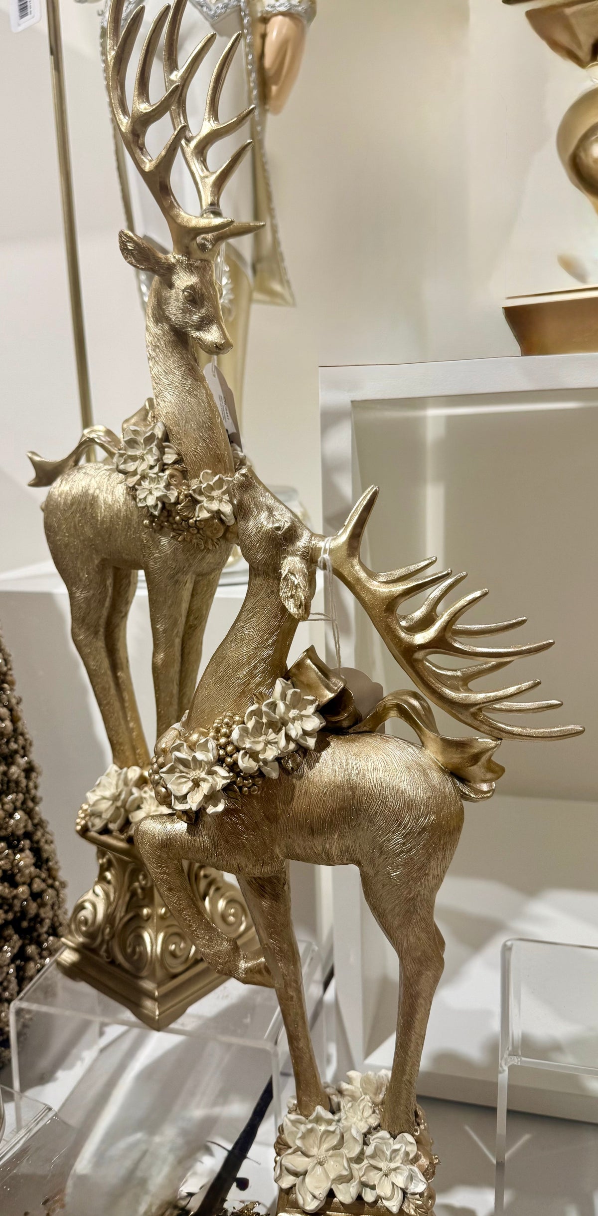 Champagne Deer on Pedistal