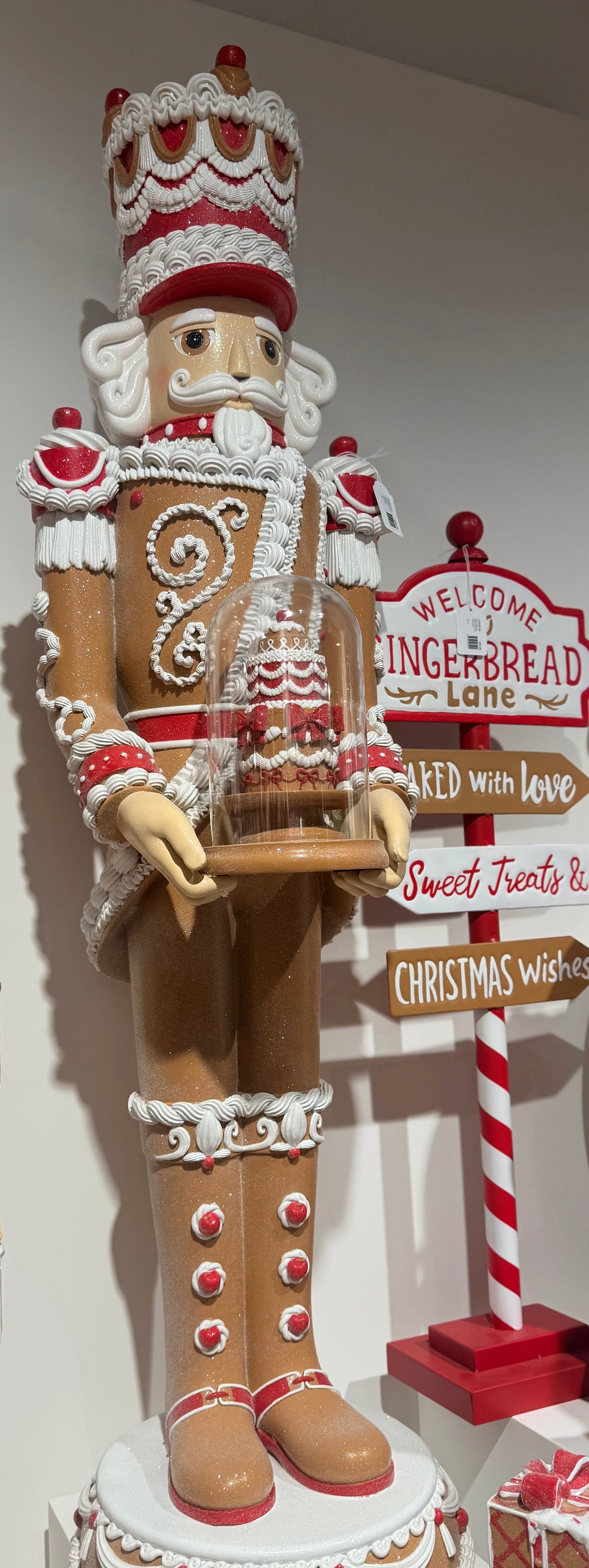 Gingerbread Red White Crowned Nutcracker 124cm