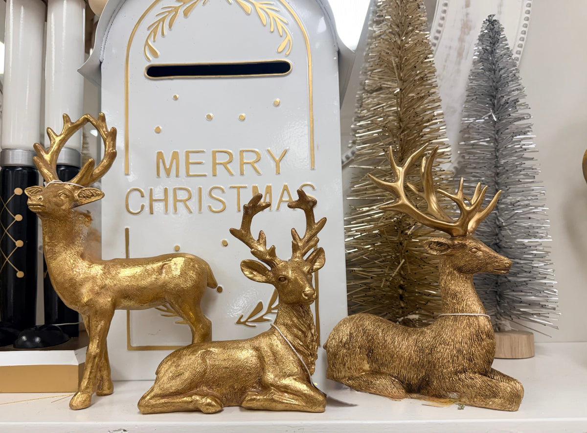 Gold Christmas Deer - Set of 3