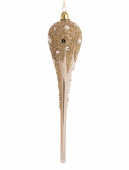 Champagne Frosted Long Drop Bauble Set of 2