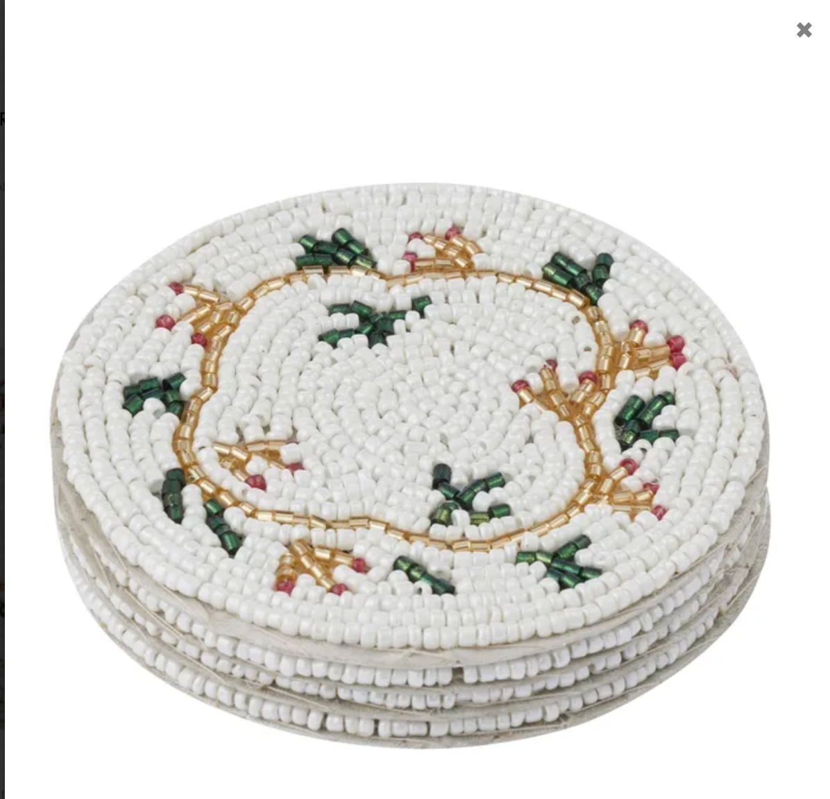 Christmas Beaded Holly Coasters