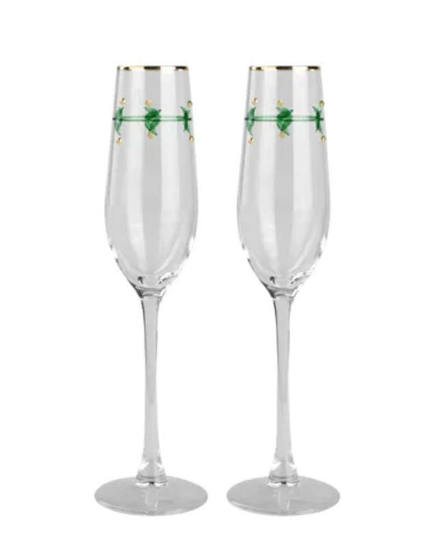 Holly Champagne Glasses S/2