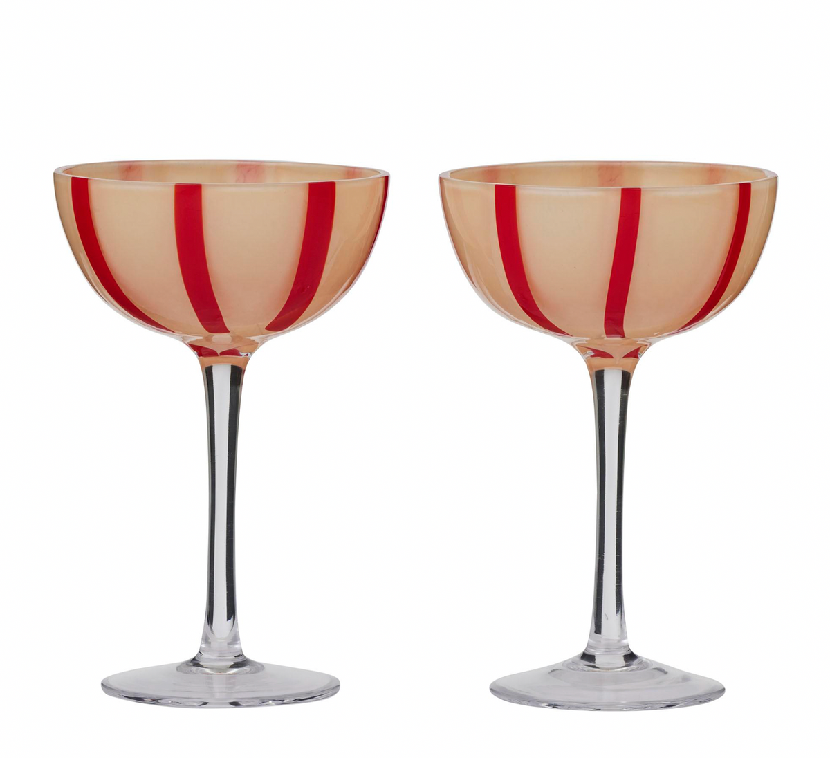 Aperitivio S/2 Coupe Glass Pink & Red