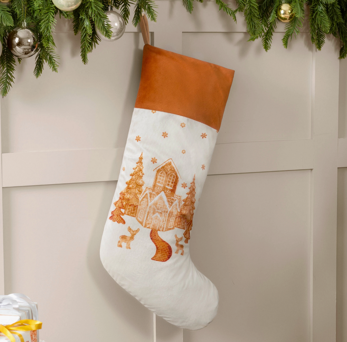 Gingerbread Velvet Stocking
