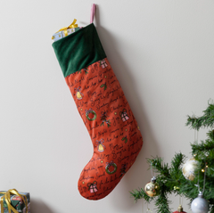 Christmas Spirit Velvet Stocking