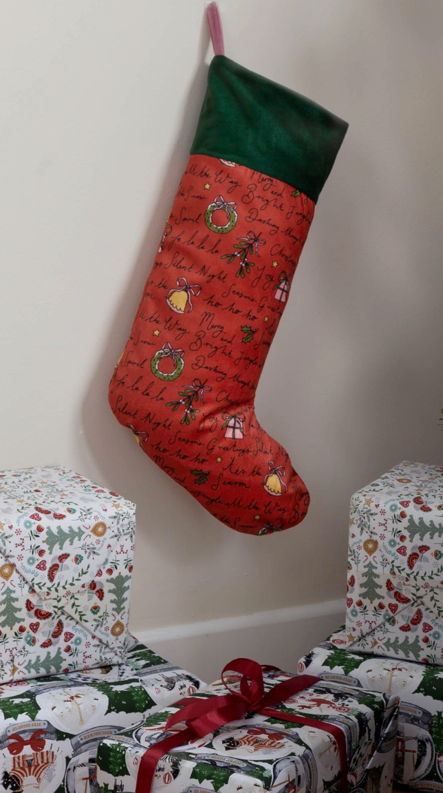 Christmas Spirit Velvet Stocking