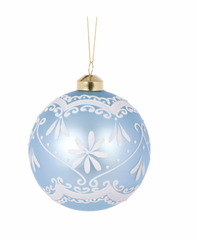 Elaborate Frosted Blue Bauble Set of 2