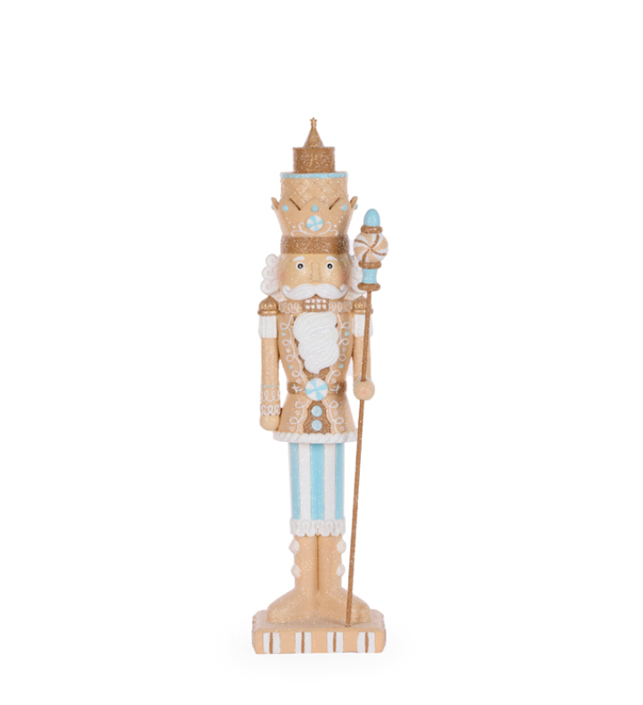 Blue Gingerbread Nutcracker With Staff