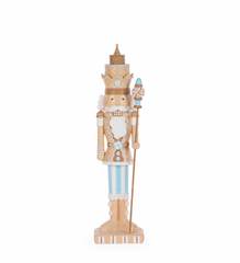 Blue Gingerbread Nutcracker With Staff