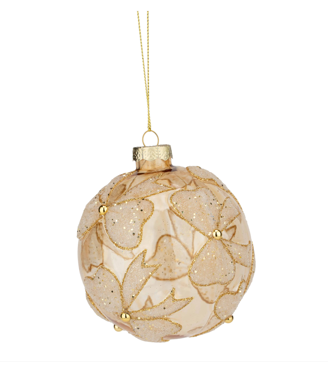 Champagne Bow Bauble Set of 2