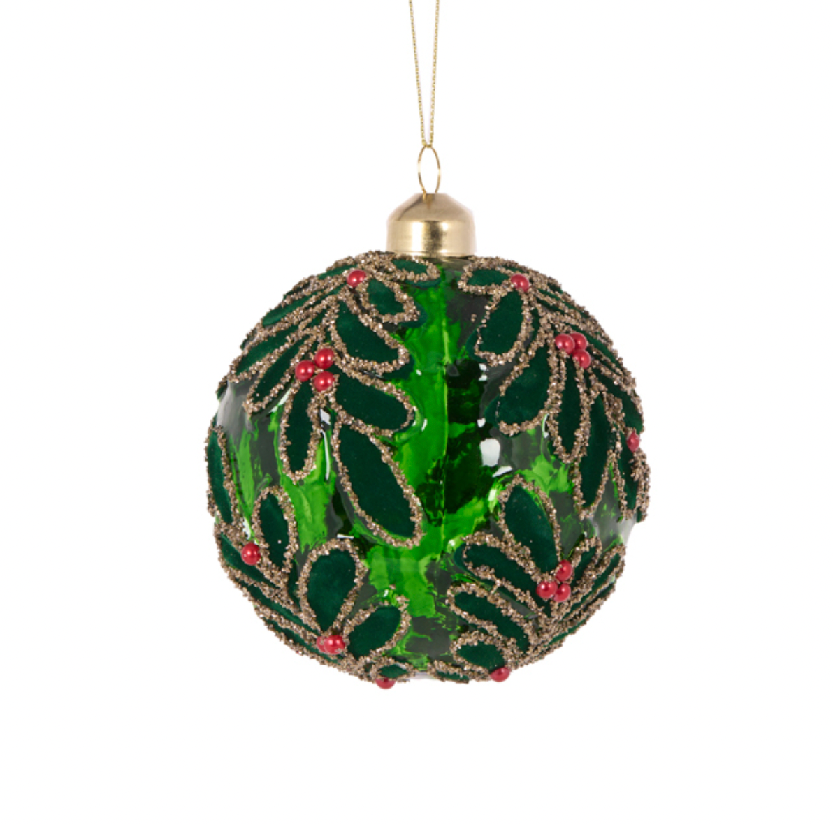 Green Velvet Foliage Bauble - Set of 2