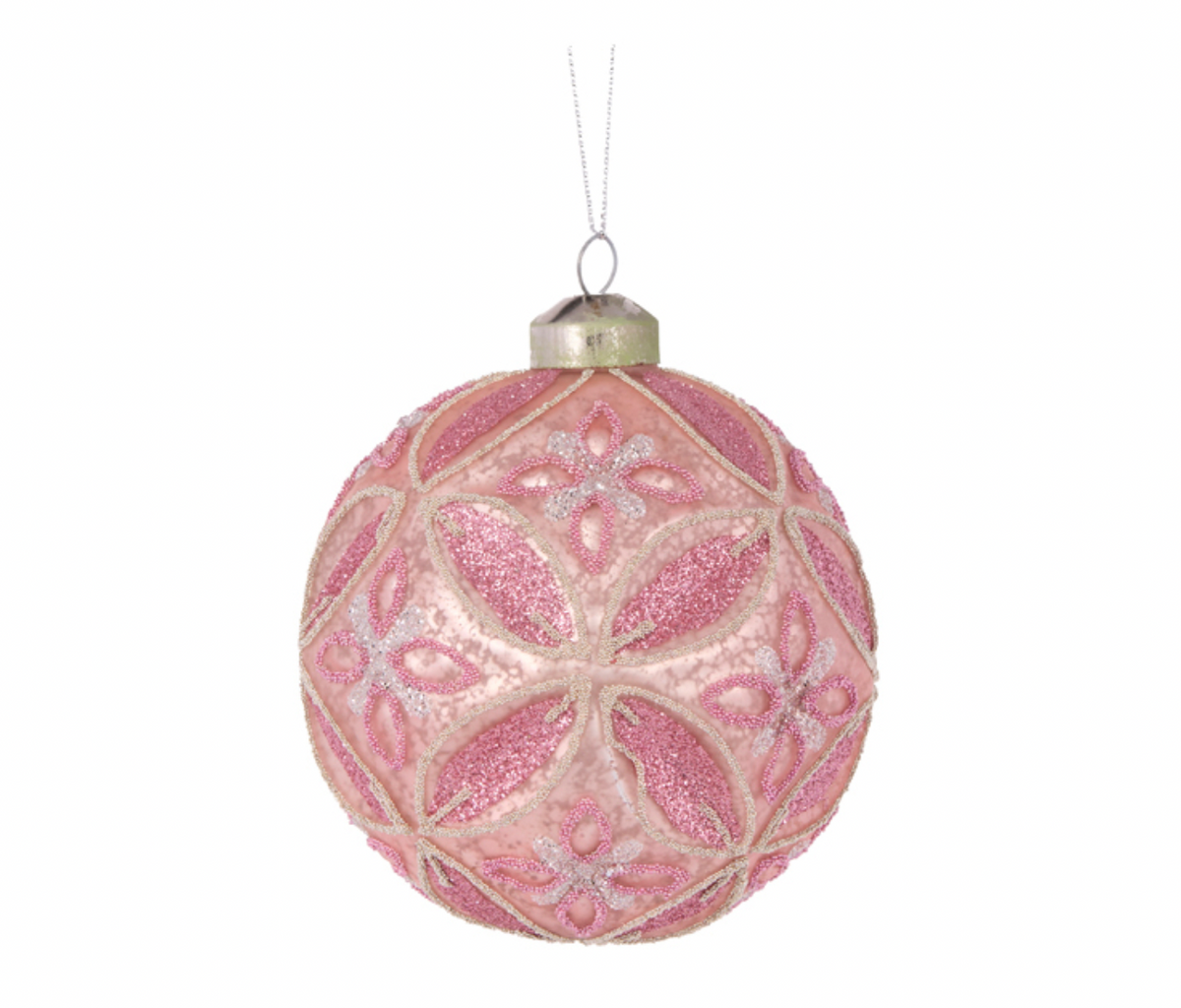 Embossed Pink Bauble Set of 2