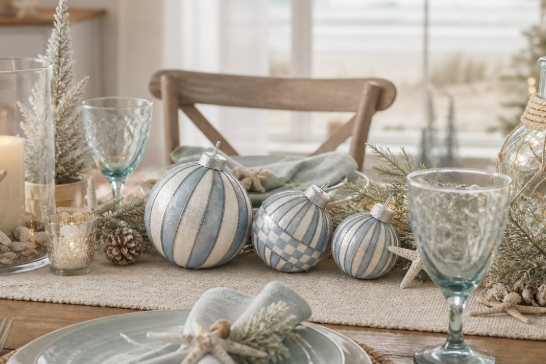 Blue Capiz Bauble Decor Trio