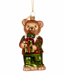 Bella & Beau Bear Glass Ornaments