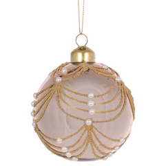 CHAMPAGNE SCALLOPED PEARL BAUBLE S/4