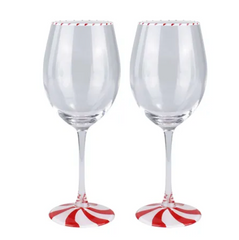 Candy Cane Wine Glasses S/2