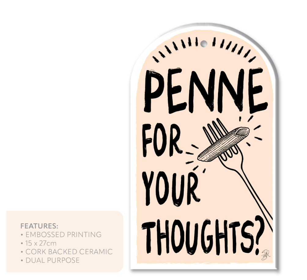 Ceramic Trivet - PENNE FOR YOUR THOUGHTS