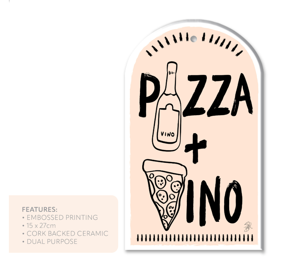 Ceramic Trivet - Pizza and Vino