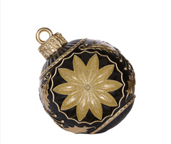 Black & Gold Glittered Bauble 25 cm