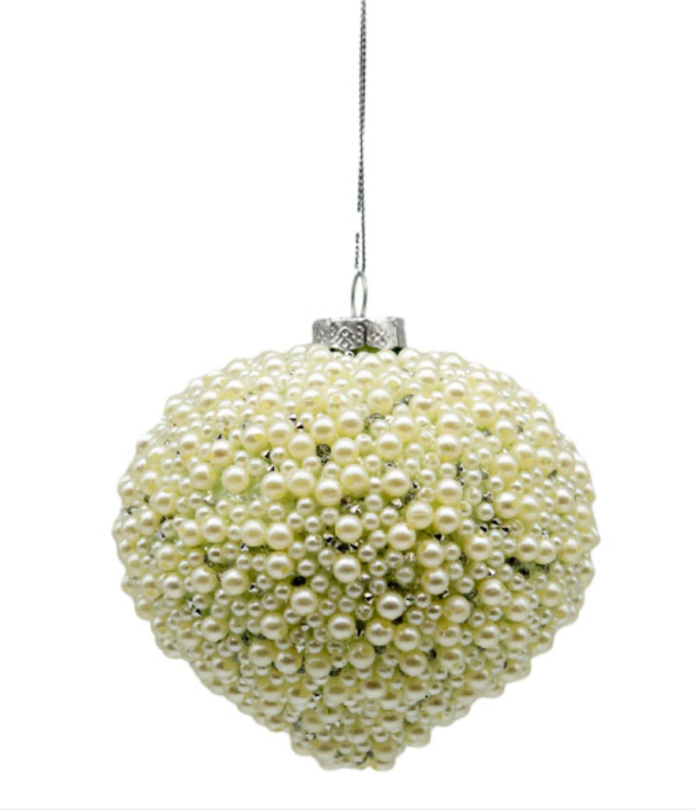 Cream Pearl Onion Bauble Set of 2