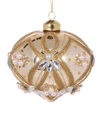 Champagne Beaded Onion Bauble 10cm