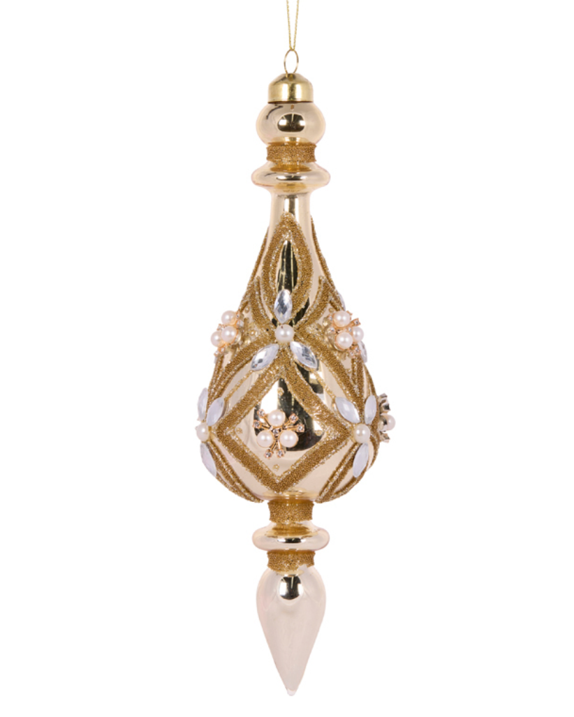 Champagne Beaded Drop Finial 24.5cm