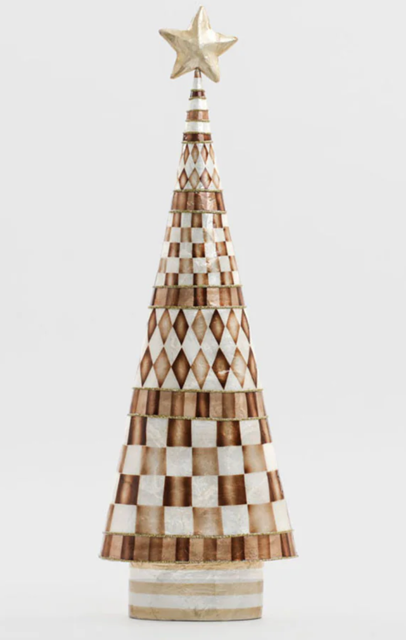 Checker Capiz Cone Tree Brown 60cm