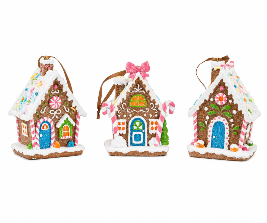 12cm Gingerbread Candy Houses Set of 3