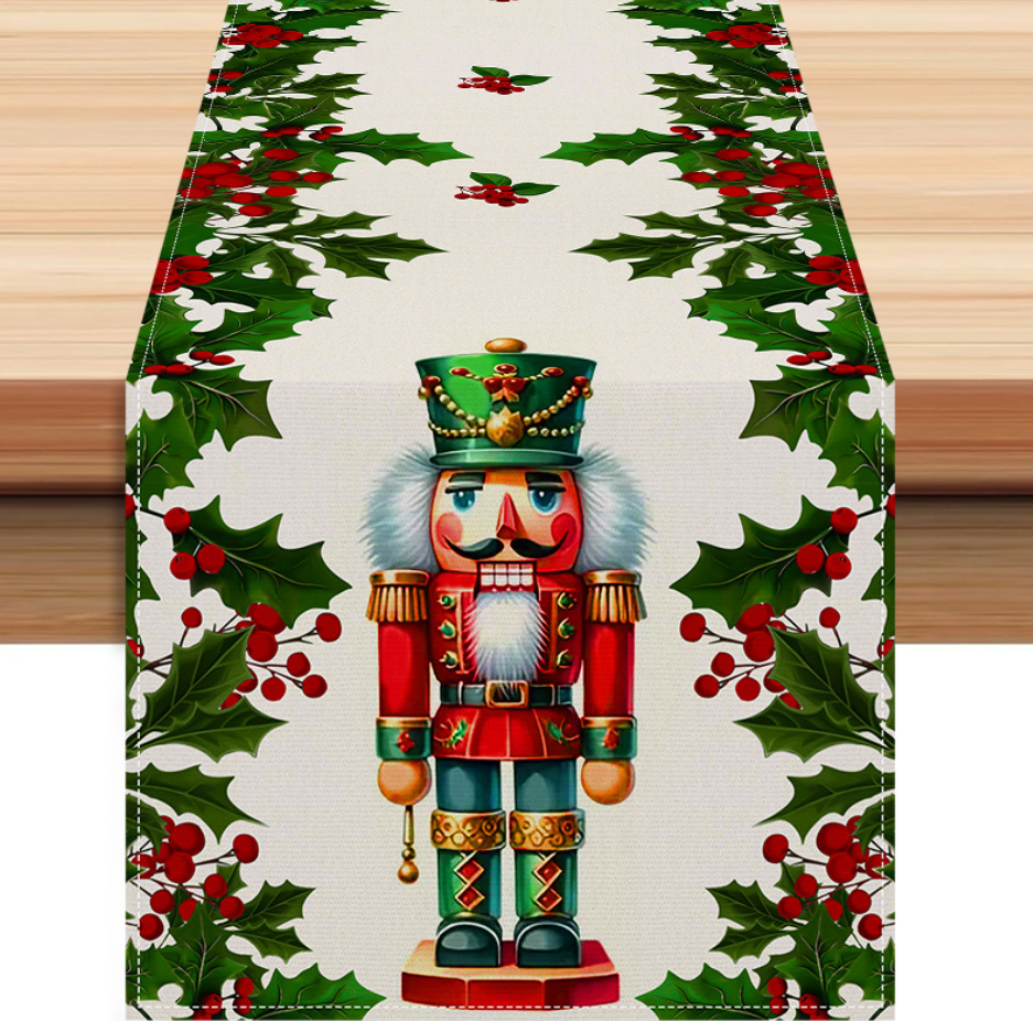 Holly Nutcracker Table Runner 183cm