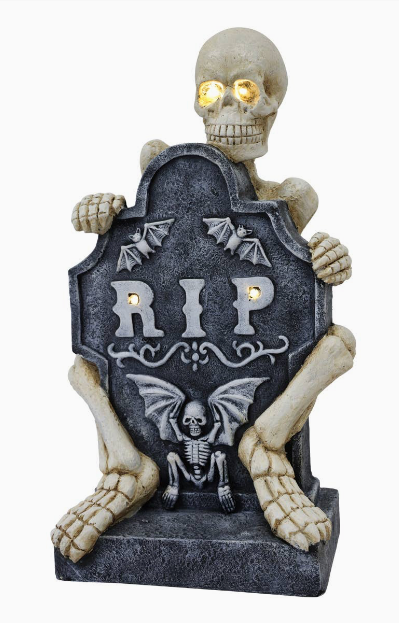 58cm Skeleton On Rip Tombstone with Solar Light
