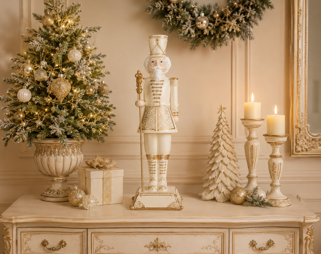 Ivory & Gold Nutcracker - 42cm