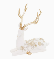 Floral Sitting Deer 24.5cm