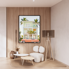 Classic Car B. Framed Canvas